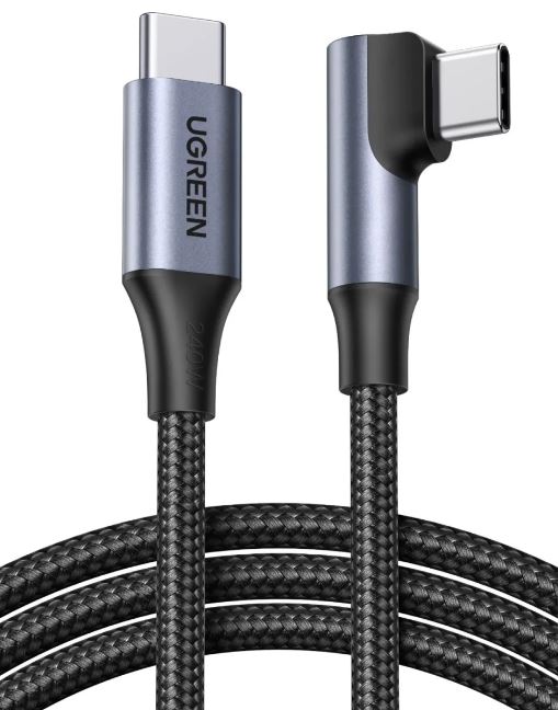 

Кабель UGREEN L536 85225_ угловой USB-C Male To Angled 90° USB-C Male Charging Data Cable. Длина: 1м. Цвет: серый космос, L536