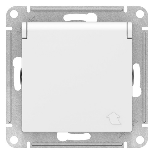 

Розетка Schneider Electric ATN000146 AtlasDesign, с заземлением, со шторками, с крышкой, 16А, IP20, механизм, белая, ATN000146