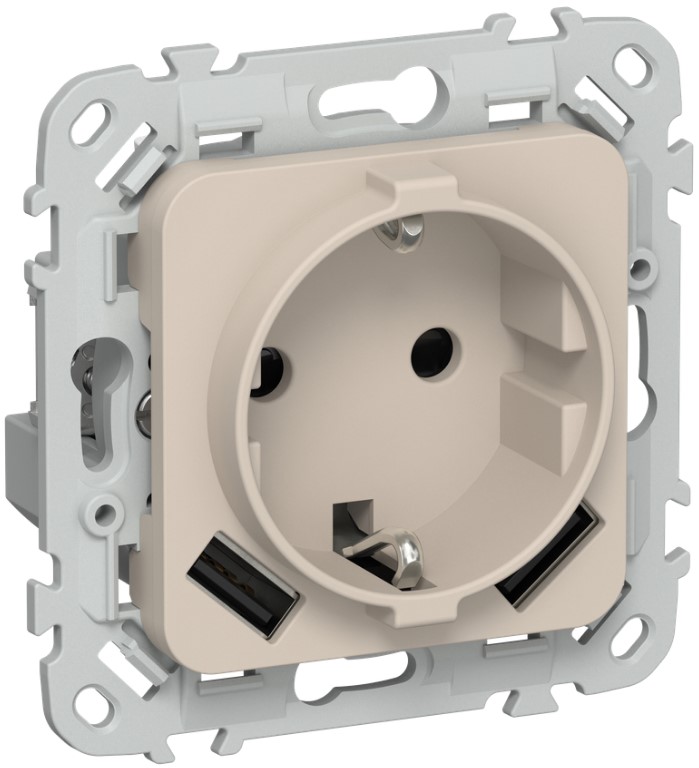 

Розетка с заземлением IEK FI-R14-16-1-U21-D31-K88 FLITE с защитными шторками 16А с USB A+A 3,1А безвинтовое крепление РСЮша11-1-ФлЛ льняной, FI-R14-16-1-U21-D31-K88