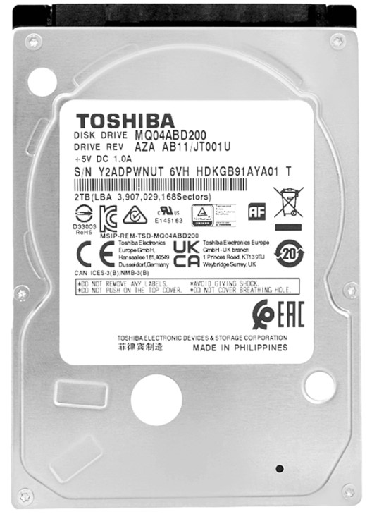 

Жесткий диск 2TB SATA 6Gb/s Toshiba MQ04ABD200 5400rpm 128MB, MQ04ABD200