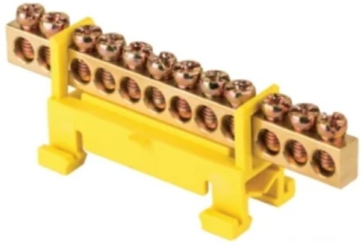 

Шина EKF sn0-63-12-sy нулевая PE 6х9 12 отвер. латунь желт. изолятор тип "Стойка" на DIN-рейку PROxi, sn0-63-12-sy