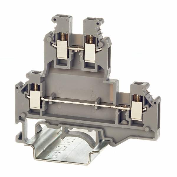 

Клемма DKC KRUKB-3 двухуровневая, винтовой зажим, 4 точки подключения, 2.5 кв.мм, серая, "Nuputuk", KRUKB-3