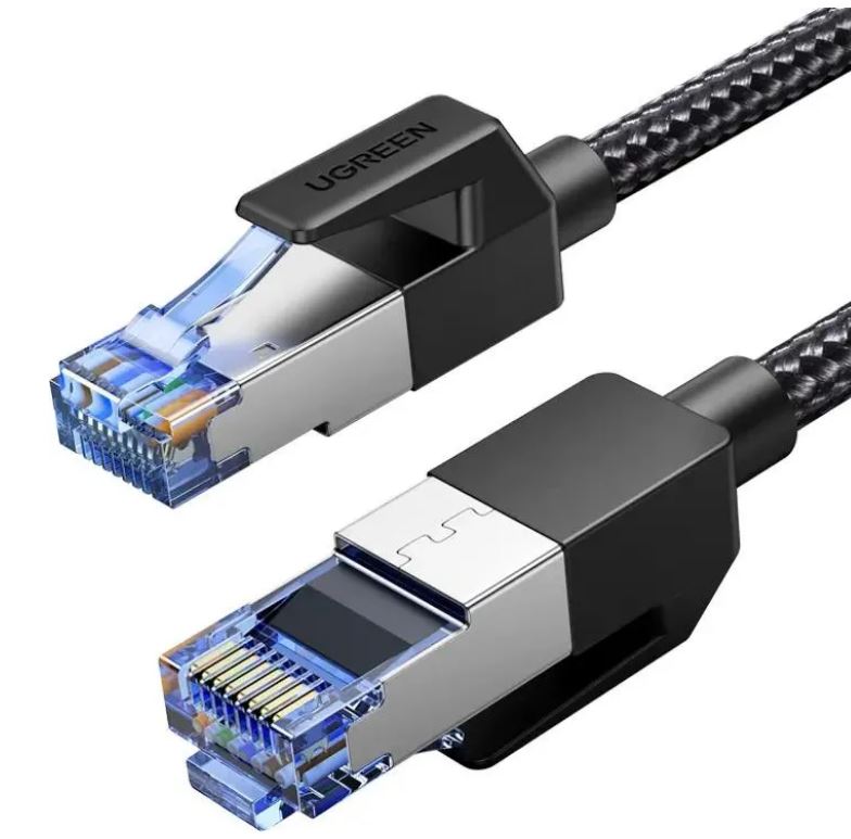 

Кабель UGREEN NW153 80429_ Cat8 CLASSⅠF/FTP Round Ethernet Cable With Braid. длина: 1м. цвет: черный, NW153
