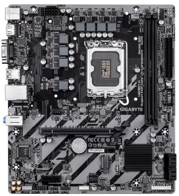 

Материнская плата mATX GIGABYTE H810M H (LGA1851, H810, 2*DDR5 (6400), PCIe, M.2, 4*SATA, USB 3.2, 5*USB 2.0, HDMI, VGA), H810M H