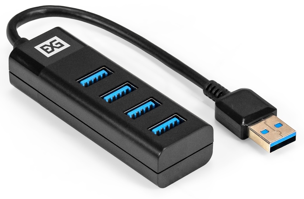 

Концентратор Exegate DUB-4TP EX296925RUS 4-в-1 кабель-адаптер USB3.0/4xUSB3.0, Plug Play, черный, DUB-4TP