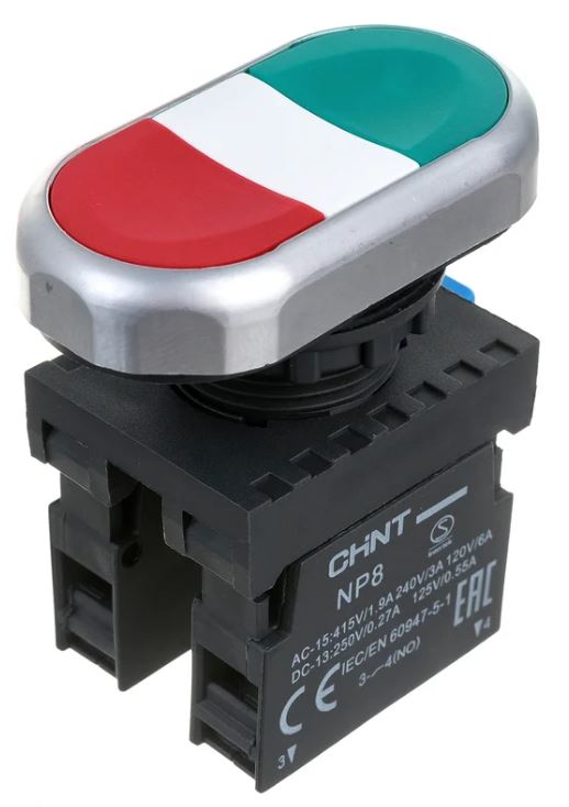 

Кнопка CHINT 667178 двойная NP8-11S 1НО+1НЗ IP65 (R), 667178