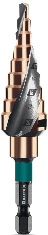 

Сверло Kraftool Cobalt 29691-4-20-9 Kraftool ступенчатое 4-20мм., 9 ступеней, Cobalt