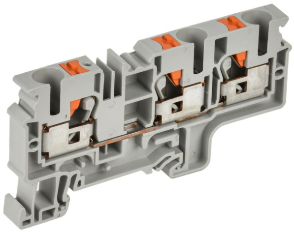 Изображение товара Клеммная колодка IEK YCT22-00-3-K03-010 Push-In, заземление, серый