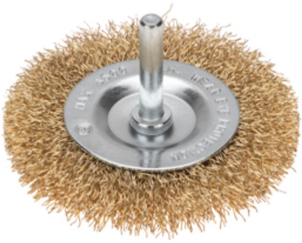 

Щетка KRANZ KR-91-1249 дисковая для дрели, витая латунированная проволока, 75мм, KR-91-1249