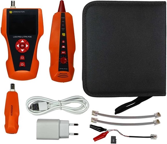 

Тестер Lanmaster LAN-PRO-L/TPK-POE кабельный, с измерением длины с трассировкой кабельных линий и определением POE, LAN-PRO-L/TPK-POE