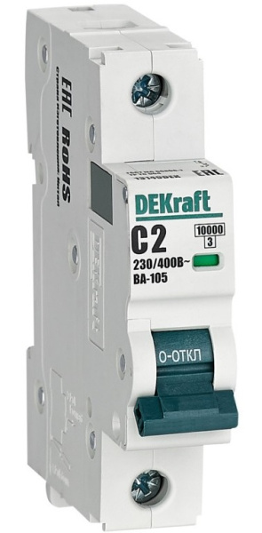Изображение товара Автоматический выключатель DEKraft 13149DEK для защиты цепей 2 А IP20