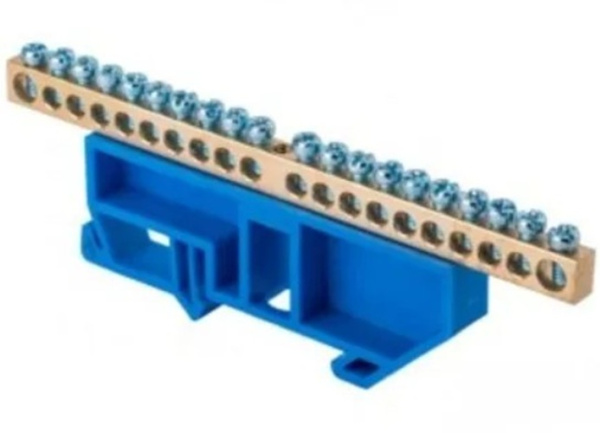 Изображение товара Шина нулевая EKF sn0-63-20-d на DIN-рейку синий изолятор