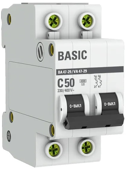 Изображение товара Автоматический выключатель EKF mcb4729-2-50C 50 А IP20 модульный