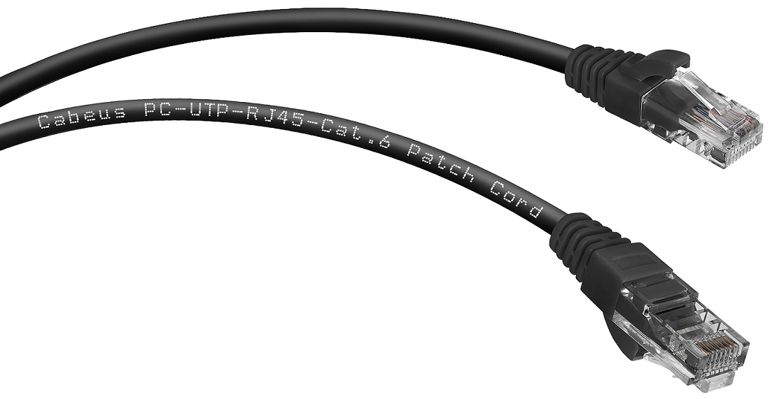 фото Кабель патч-корд U/UTP 6 кат. 1м  Cabeus PC-UTP-RJ45-Cat.6-1m-BK