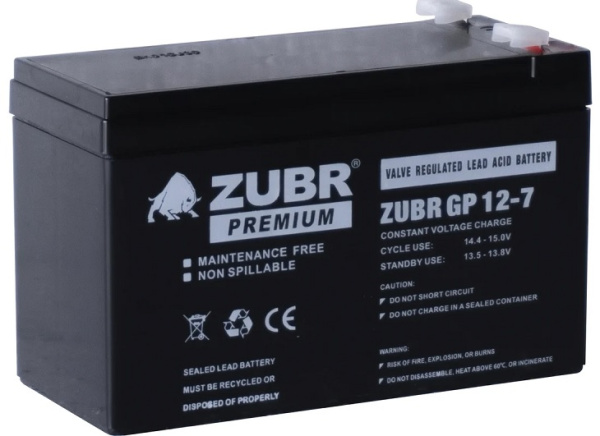 Изображение товара Аккумулятор ZUBR GP12-7 12 В 7 Ач для ИБП, эхолотов, электромобилей