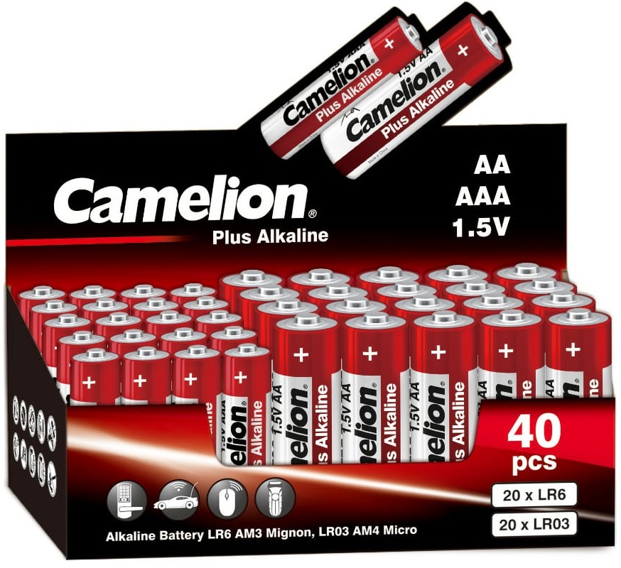 

Батарейка Camelion Plus Alkaline COMBO40 CAMELION 14981 (20LR6 + 20LR03-CB, батарейка АА/ААА 1.5В) (упак. 40 шт.), Plus Alkaline COMBO40