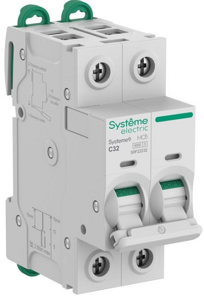 Изображение товара Автоматический выключатель Systeme Electric S9F22232 32А IP20 для DIN-рейки