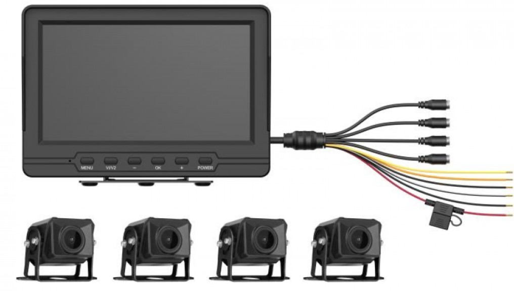 Комплект видеонаблюдения HIKVISION AE-VD2501A-A/PAL 7", TFT-LED монитор, 4 камеры 2 мп с IP68 защиты, TF карта 64GB