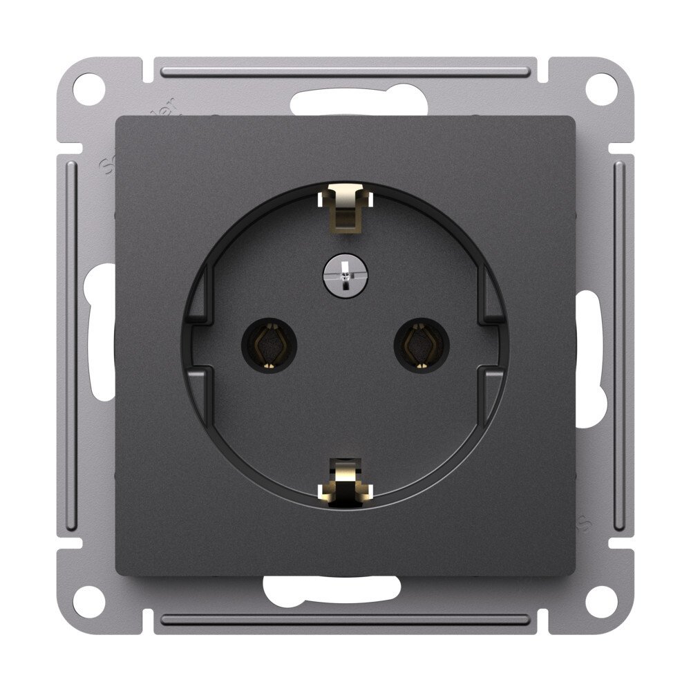 

Розетка с заземлением Systeme Electric ATN001443 AtlasDesign 16А, механизм, базальт, ATN001443