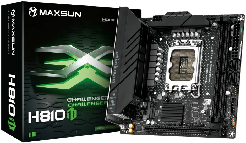 

Материнская плата mini-ITX MAXSUN MS-Challenger H810ITX WIFI (LGA1851, 2*DDR5, 2*SATA, 2*M.2, WiFi, BT, USB 3.2, USB 2.0, PCIe, HDMI, DP), MS-Challenger H810ITX WIFI