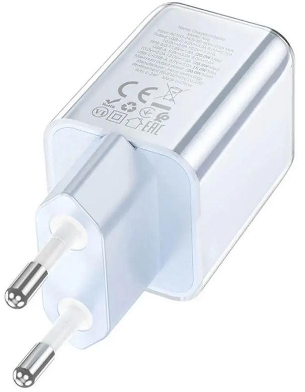 

Зарядное устройство сетевое Hoco N46 Glorious Hoco 35318 20W 3A (PD+QC+AFC) USB-A/Type-C универсальное синий, N46 Glorious