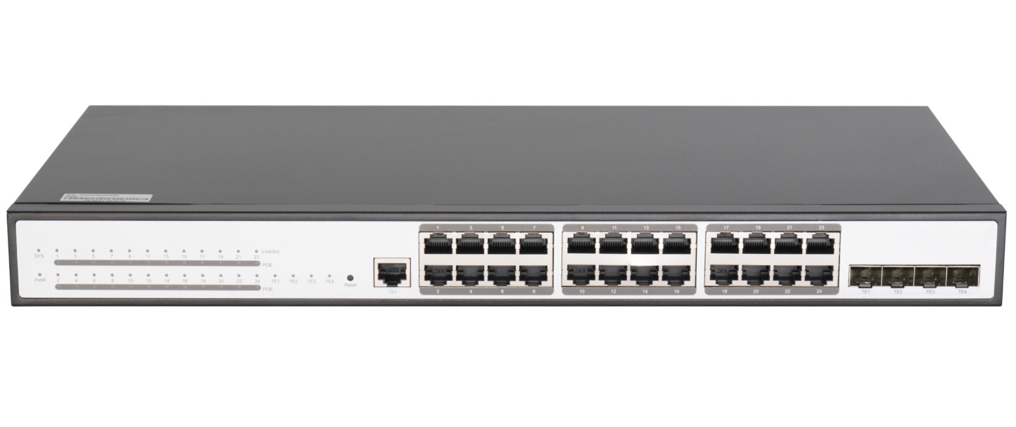 

Коммутатор PoE GIGALINK GL-SW-G204-28P L2, 24 BASE-TX 10/1001000Mb/s POE, 4 1/10G SFP+, 1 Console. 1U 19", 220V, 400W, GL-SW-G204-28P