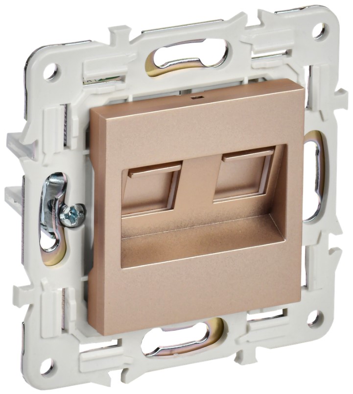 

Розетка компьютерная двойная IEK SK-K20-2-K98 SKANDY RJ45 кат.6 SK-K04Sa песочный, SK-K20-2-K98