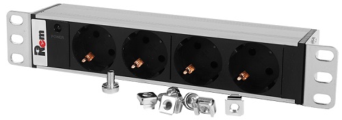 

Блок розеток ЦМО R-10-4S-I-220-Z Rem-10 без шнура с инд., 4 Sсhuko, вход IEC 60320 C14, 10 A, алюм., 10", R-10-4S-I-220-Z