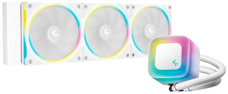 

Система охлаждения жидкостная Deepcool LE360 PRO WH LGA1851/1700/1200/115X/AM5/AM4 (TDP 300W, 3*120mm, 400-2400rpm, 66.23CFM, 36.07dBa), LE360 PRO WH