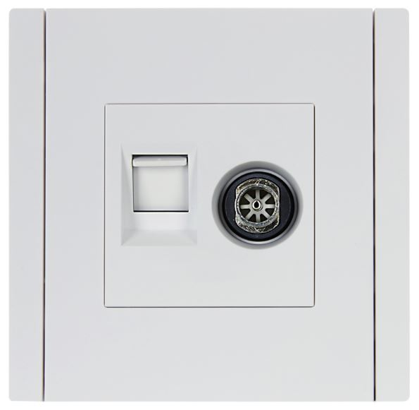 

Розетка комбинированная IEK FP-AK20-2-K01 FORTE&PIANO TV+RJ45 кат.6 FP237 белый, FP-AK20-2-K01