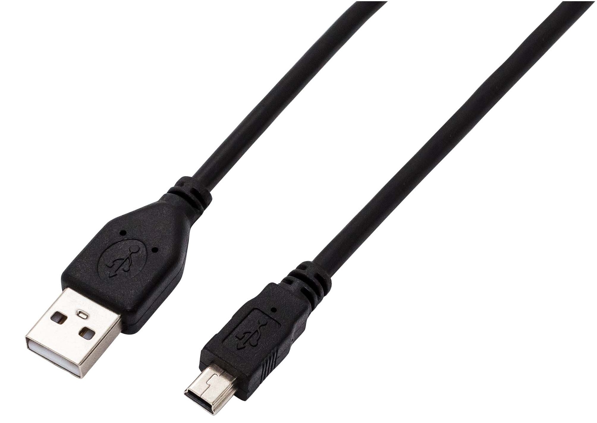 Кабель интерфейсный USB 2.0 Filum FL-CPro-U2-AM-miniBM-1.8M 1.8 м., черный, 2A, разъемы: USB A male- USB mini B male, пакет