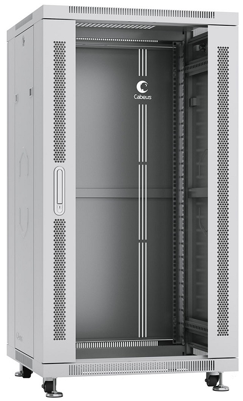 

Шкаф напольный 19", 22U Cabeus SH-05C-22U60/100 600x1000x1166mm (ШхГхВ) передняя стеклянная и задняя сплошная металлическая двери, ручка с замком, цве, SH-05C-22U60/100