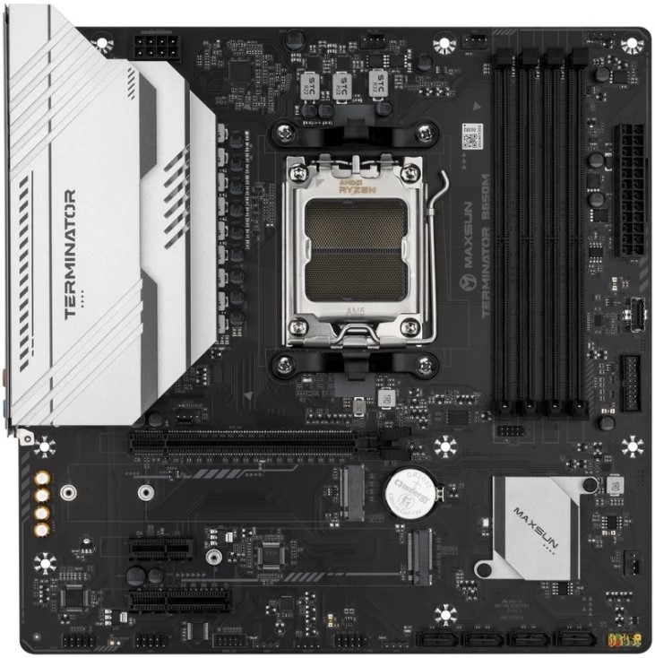 

Материнская плата mATX MAXSUN MS-Terminator B650M (AM5, AMD B650, 4*DDR5, 4*SATA 3.0, 2*M.2, USB 3.2, USB 2.0, USB Type-C, PCIe, HDMI, DP), MS-Terminator B650M