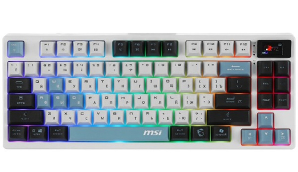 Изображение товара Механическая беспроводная клавиатура MSI FORGE GK600 TKL W SKY RU с RGB подсветкой и сменными перек