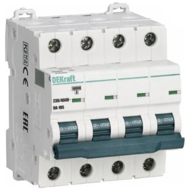 Изображение товара Автоматический выключатель DEKraft 13239DEK серии ВА-105 25 А IP20 4 полюса