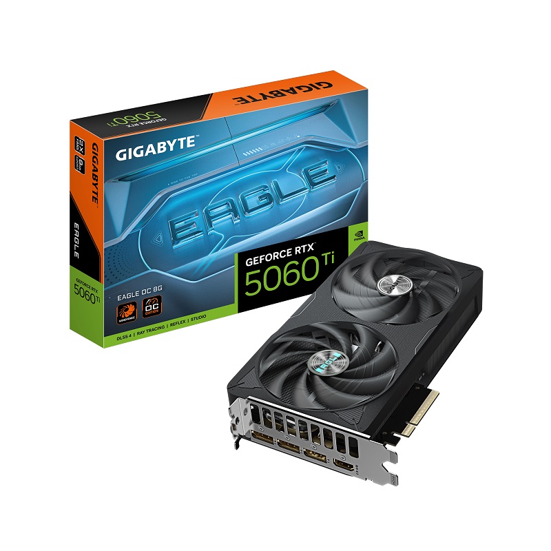 

Видеокарта PCI-E GIGABYTE GeForce RTX 5060 TI EAGLE OC (GV-N506TEAGLE OC-8GD) 8GB GDDR7 128bit 2617/28000MHz HDMI 3*DP, GeForce RTX 5060 TI EAGLE OC (GV-N506TEAGLE OC-8GD)