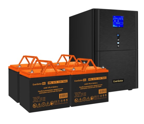 

Комплект Exegate SineTower SZ-3000.LCD.AVR.3SH.1C13.RJ.USB EX296870RUS ИБП EX295990RUS + батарея 75Aч EX285653RUS 4шт (инвертор, синус, для котла) 300, SineTower SZ-3000.LCD.AVR.3SH.1C13.RJ.USB