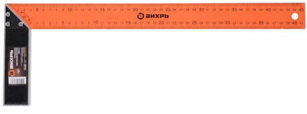 Изображение товара Угольник Вихрь 73/11/3/6 - точный механический угольник с линейкой 45 см