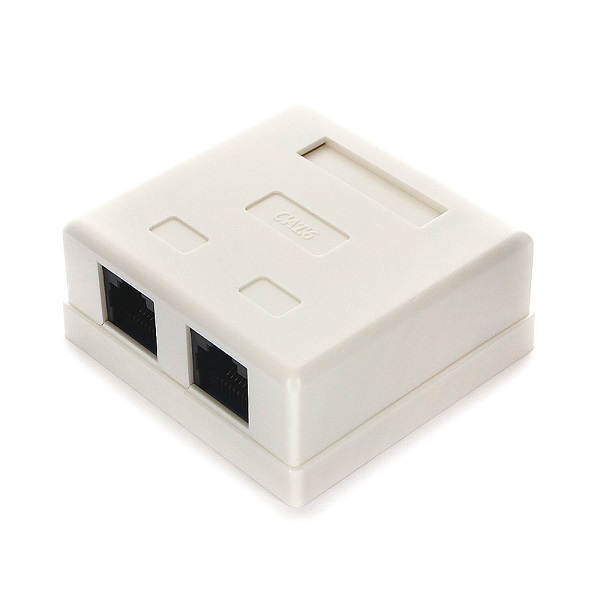 

Розетка Cablexpert NA218 RJ-45 кат.6 внешняя 2 порта, 110 Krone, NA218