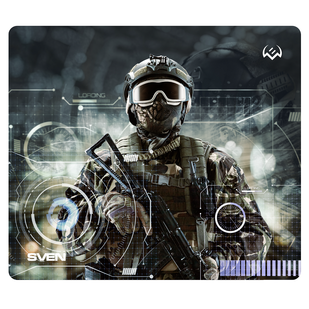 Коврик для мыши Sven MP-G01S SV-016272 игровой Soldier (230x200x2мм, ткань + резина)