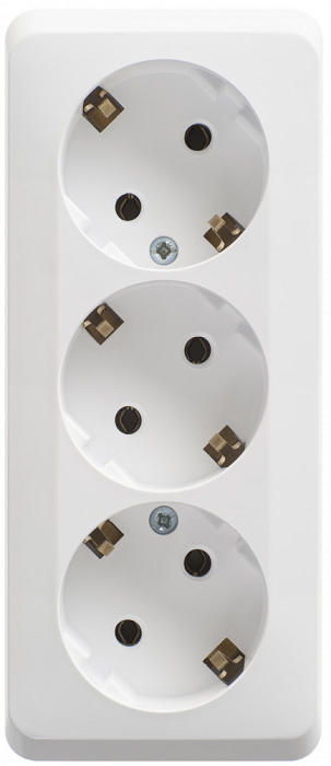 

Розетка Schneider Electric PA16-011B 3-ая с/з без шторок 16А 250B белый, PA16-011B