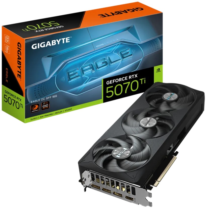 

Видеокарта PCI-E GIGABYTE GeForce RTX 5070 TI EAGLE OC (GV-N507TEAGLE OC-16GD) 16GB GDDR7 256bit 2542/28000MHz 3*DP HDIM, GeForce RTX 5070 TI EAGLE OC (GV-N507TEAGLE OC-16GD)
