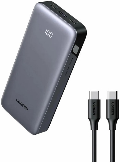 

Аккумулятор внешний UGREEN PB535 55994B_ 10000mAh Two-Way Fast Charging 2*USB-C&USB-A 30W Power Bank. Цвет: серый космос, PB535