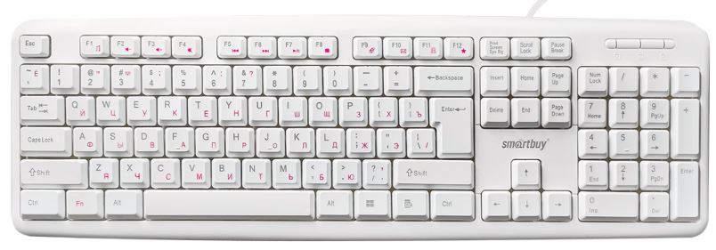 

Клавиатура SmartBuy ONE 210 SBK-210U-W проводная, мультимедийная, USB, белая (1/20), ONE 210