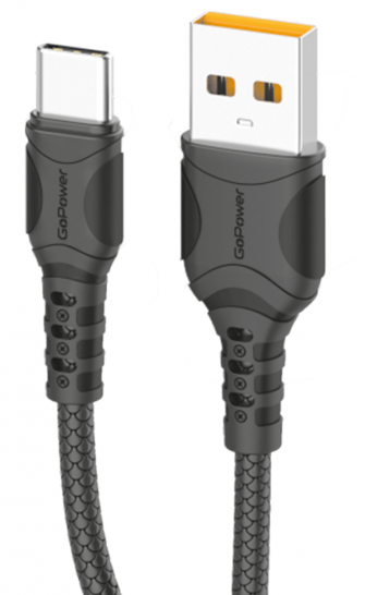 

Кабель интерфейсный GoPower GP06T 00-00022782 USB (m)-Type-C (m) 2.4A ПВХ черный (1/200/800), GP06T