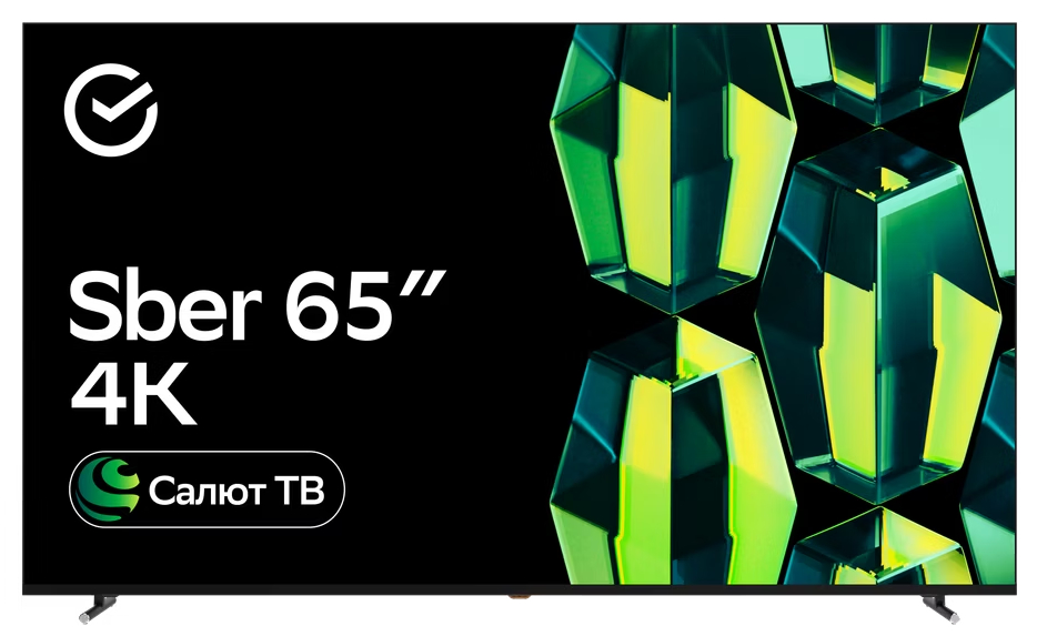 

Телевизор Sber SDX-65U4121 65" Салют ТВ Frameless черный 4K Ultra HD 60Hz DVB-T DVB-T2 DVB-C USB WiFi Smart TV, SDX-65U4121