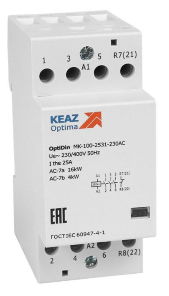 Изображение товара OptiDin Контактор КЭАЗ 321150, 4НО, 24В, 25A