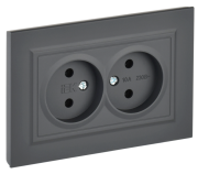 фото Розетка двухместная без заземления в сборе  IEK BR-R20-10-K53-F