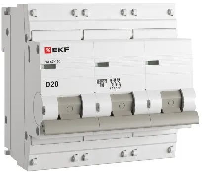 

Автоматический выключатель EKF mcb47100-3-20D-pro 3P 20А (D) 10kA ВА 47-100 PROxima, mcb47100-3-20D-pro