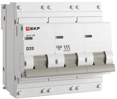 Изображение товара Автоматический выключатель EKF mcb47100-3-20D-pro модульный